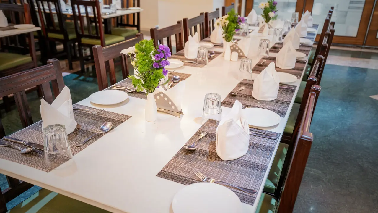 A table laid at the Copper Bowl, Hotel Hills Hosur