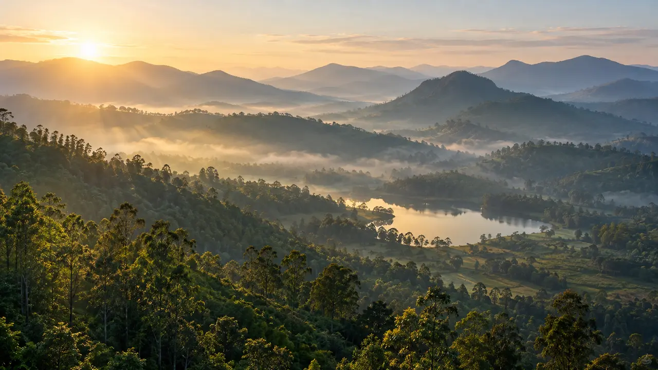 Hills at sunrise in this region of Tamil Nadu